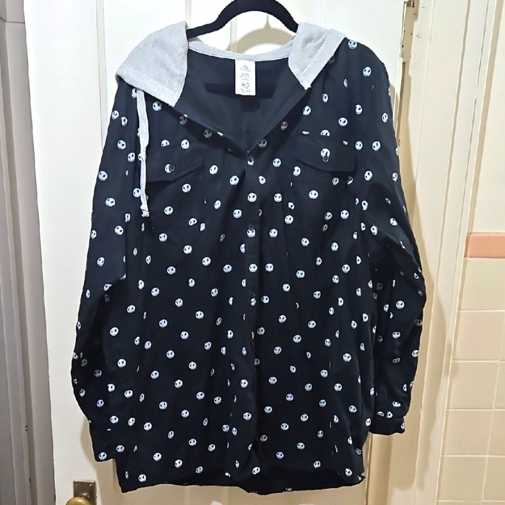 Disney Jack Skellington Hooded Shirt Jacket XXL